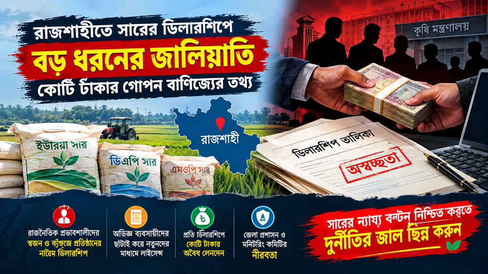 রাজশাহীতে সার ডিলার নিয়োগে কোটি টাকার সিন্ডিকেট বাণিজ্য