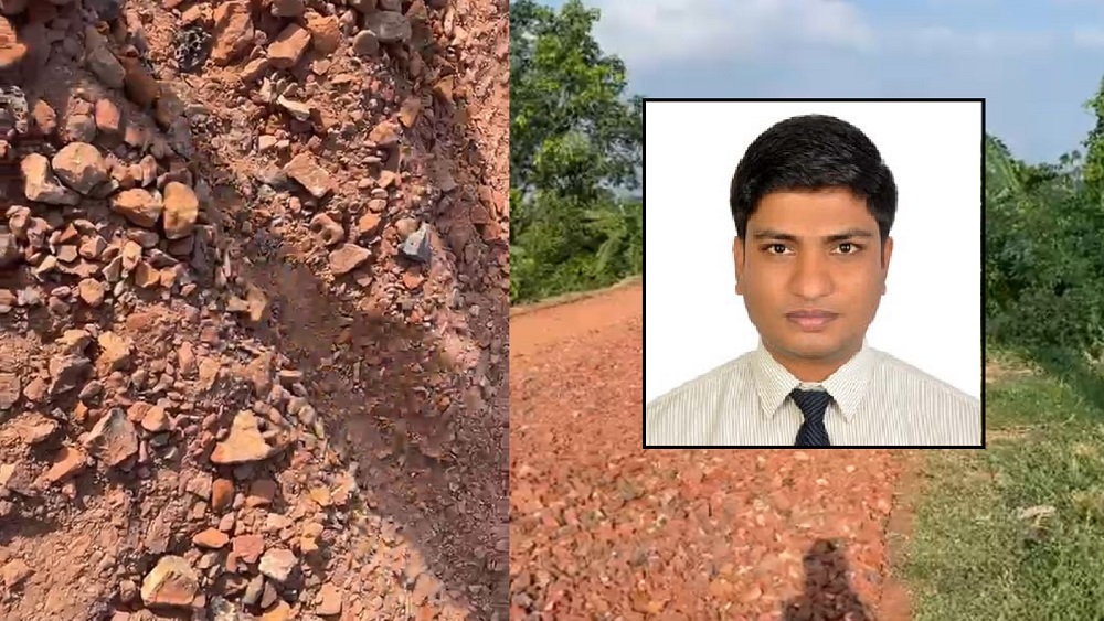 মোহনপুরে নিম্নমানের উপকরণ দিয়ে রাস্তা পাকাকরণ