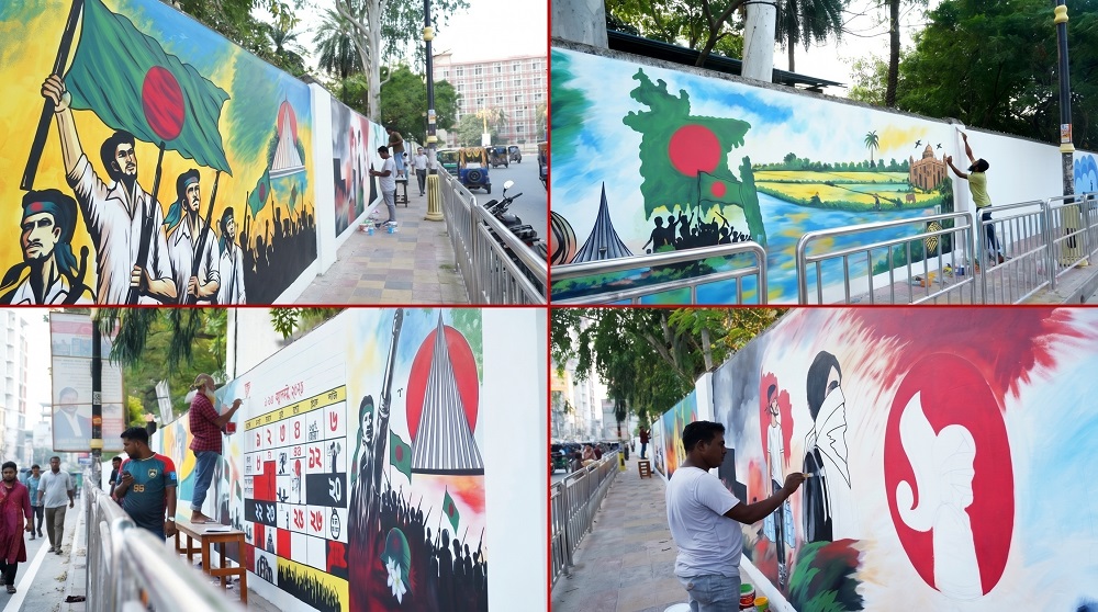 ফুটপাত পুনরুদ্ধার ও দৃষ্টিনন্দন চিত্রাঙ্কনে সাজছে রাজশাহী সরকারি মহিলা কলেজ এলাকা
