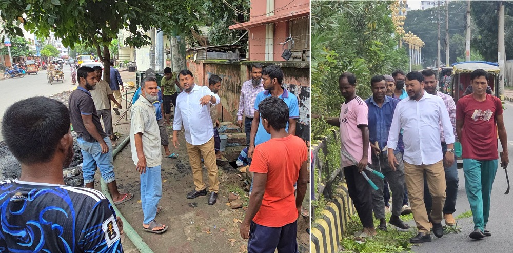 রাজশাহীতে ড্রেন ও সড়ক আইল্যান্ডের সৌন্দর্যবর্ধন কার্যক্রম পরিদর্শনে রাসিক প্রশাসক
