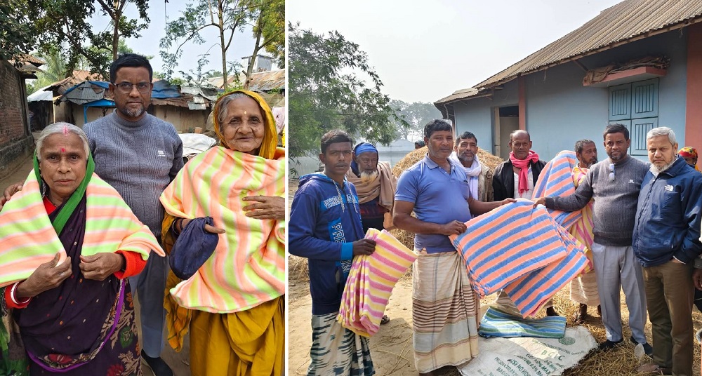 তানোরে অসহায় দুস্থ ও ছিন্নমূল মানুষের মধ্যে শীতবস্ত্র কম্বল বিতরণ