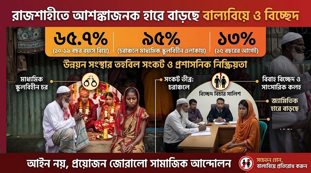রাজশাহীতে বাড়ছে অপ্রাপ্তবয়সে বিয়ে ও বিচ্ছেদ